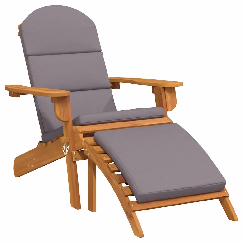 Sedia da giardino vidaXL in legno di acacia con cuscini grigi e braccioli – 2