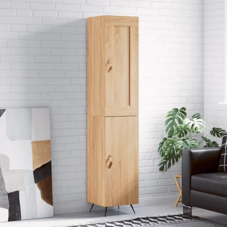 Credenza moderna vidaXL in rovere color marrone con ante a battente e ripiani interni, L/P/H: 34,5 x 34 x 180 cm
