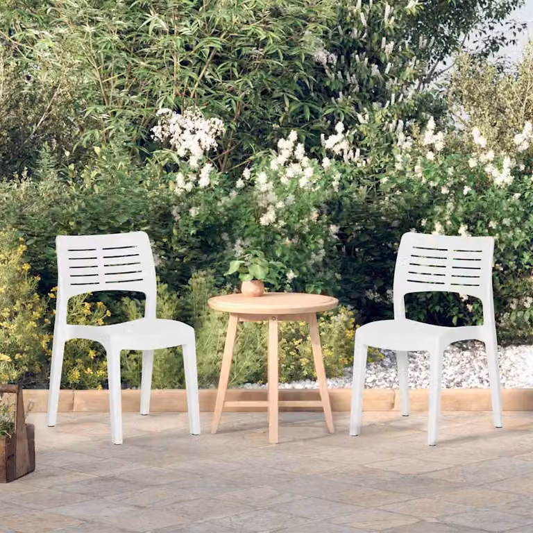 Set di 2 sedie da giardino impilabili vidaXL in polipropilene bianco opaco
