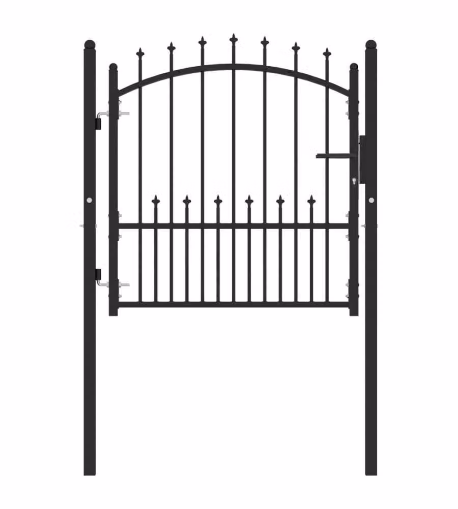 Cancello per Recinzione con Punte in Acciaio 100x100 cm Nero 146398