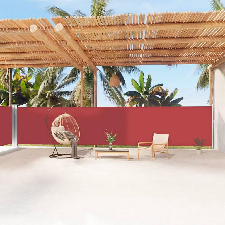 vidaXL Tenda da Sole Laterale Retrattile in Poliestere Rossa L: 1200 cm, H: 160 cm