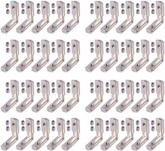 Supporti a L in alluminio con viti M6 per binari profilati 4040, set da 40 pezzi