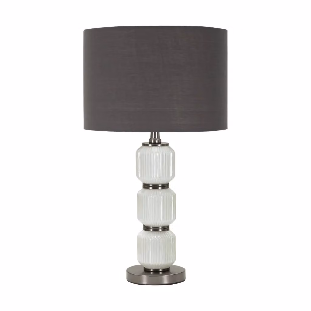Lampada da tavolo Presolana DMORA, luce da scrivania moderna in bianco e grigio, L/P/H: 33 x 33 x 57 cm – 2