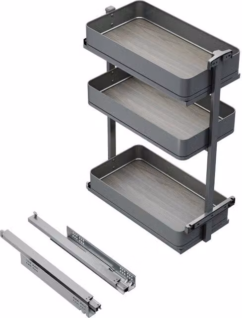 Portabottiglie laterale estraibile Titane Simplex con chiusura soft, modulo 200 mm, Grigio antracite