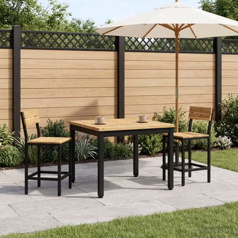 vidaXL Tavolino da salotto in legno di acacia bianco e nero L: 60 cm, P: 60,5 cm, H: 36 cm