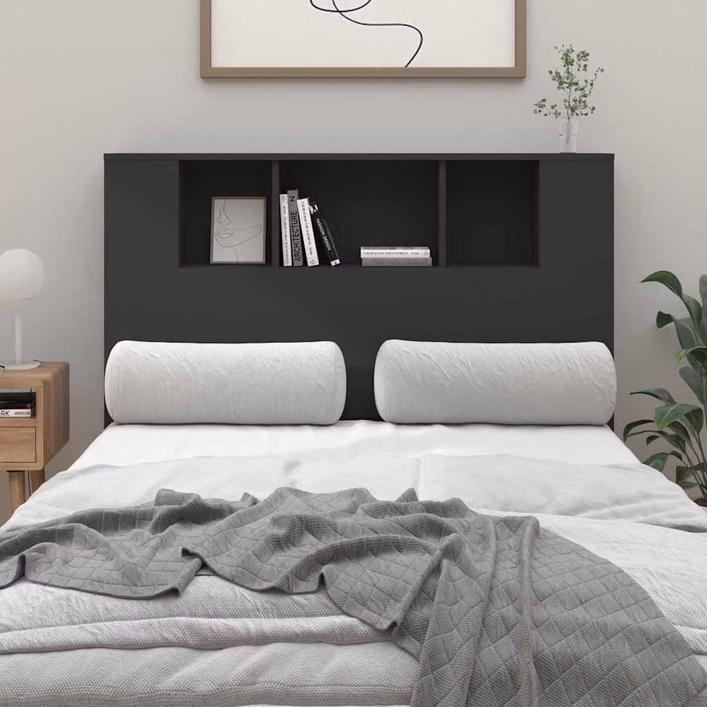 Testiera per letto con scomparti integrati vidaXL, colore nero, L 120 x P 18,5 x H 102,5 cm
