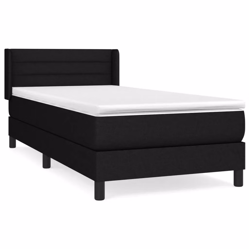 Letto Ibrido vidaXL con Giroletto a Molle e Materasso in Tessuto Nero e Bianco L/P/H: 80 x 200 cm – 2
