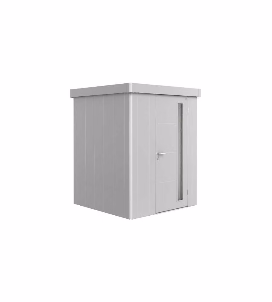 Casetta per attrezzi Neo 1A porta standard, argento metallizzato