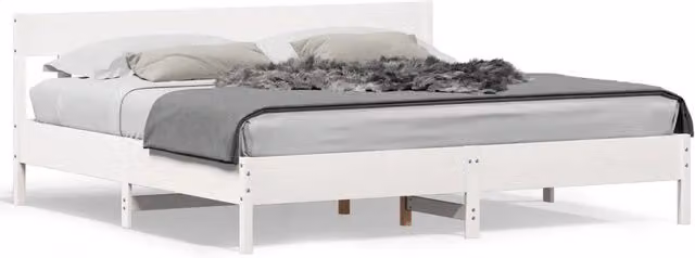 Letto matrimoniale | Letto per adulti | Giroletto senza Materasso Bianco 200x200 cm Legno Massello Pino