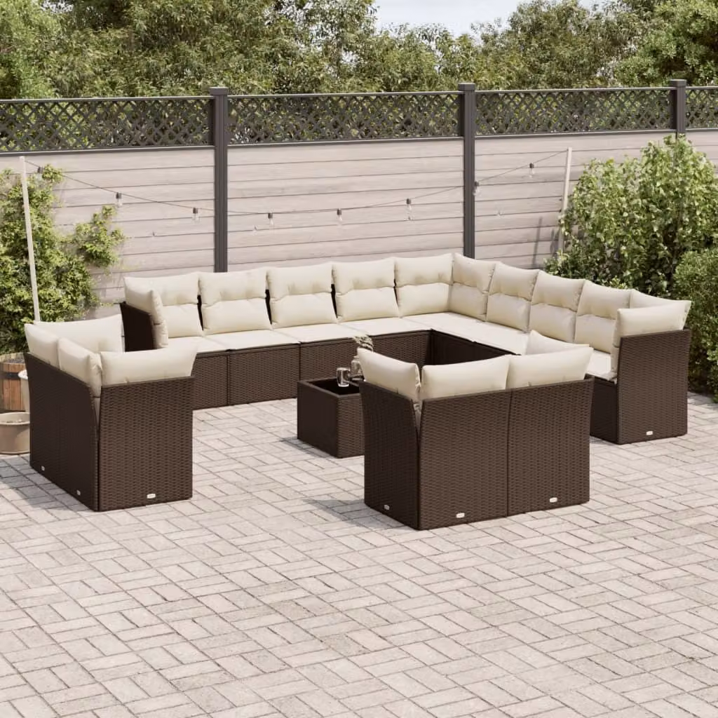 Maison Exclusive - Set Divani da Giardino 14pz con Cuscini in Polyrattan Marrone