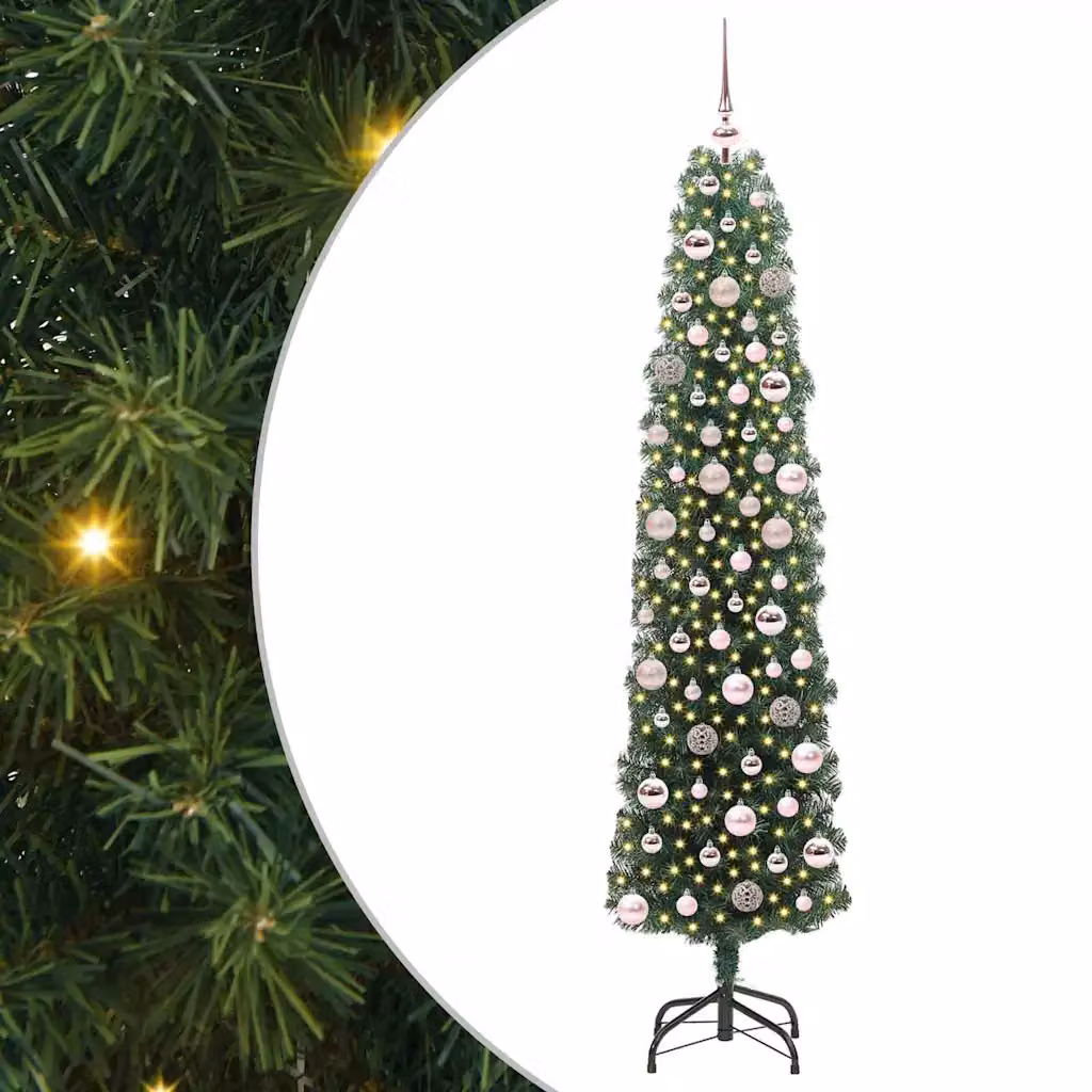 Albero di Natale artificiale moderno vidaXL verde con 300 LED luce bianca calda, Altezza: 180 cm