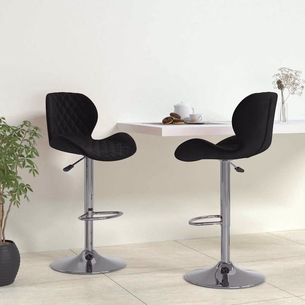 Set di 2 sgabelli da bar vidaXL in velluto nero con base girevole 360 gradi – 1