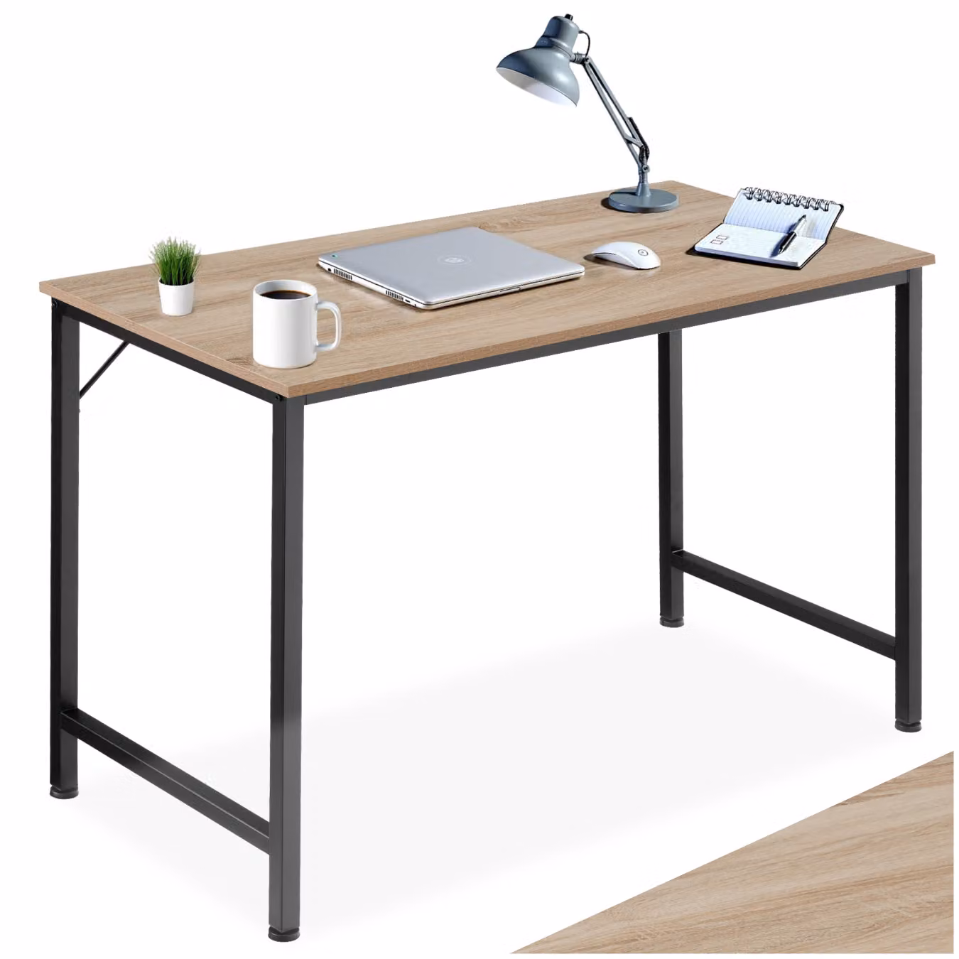 Scrivania da scrittura TecTake GmbH in stile industriale, colore rovere e beige, L: 120 cm, P: 60 cm, H: 75,5 cm – 1