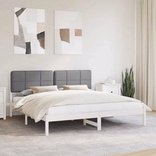 Letto con Testiera Rivestita Grigio chiaro 120 x 200 cm 877353
