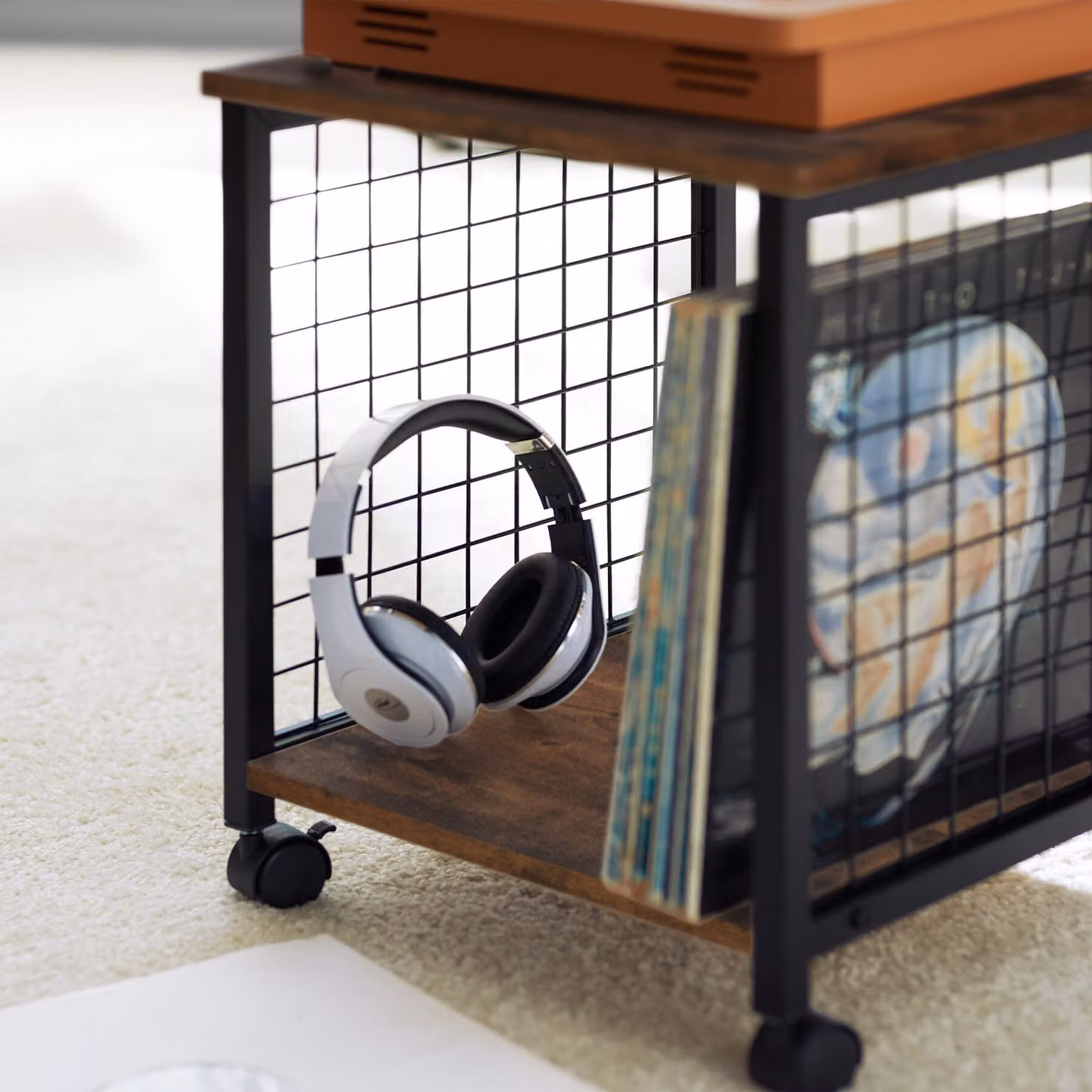 Tavolino quadrato in stile industriale TecTake GmbH, marrone e nero, L/P/H: 40 x 40 x 48 cm – 2