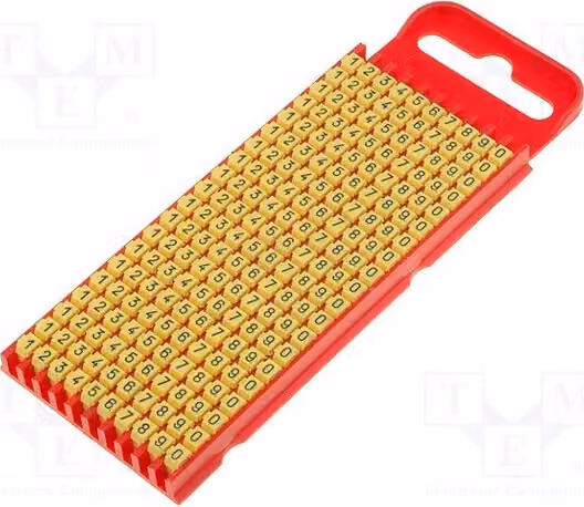 200 etichette per cavi e conduttori, da 2 a 2,8 mm, colore giallo, codice 561-01101. Etichette per cavi