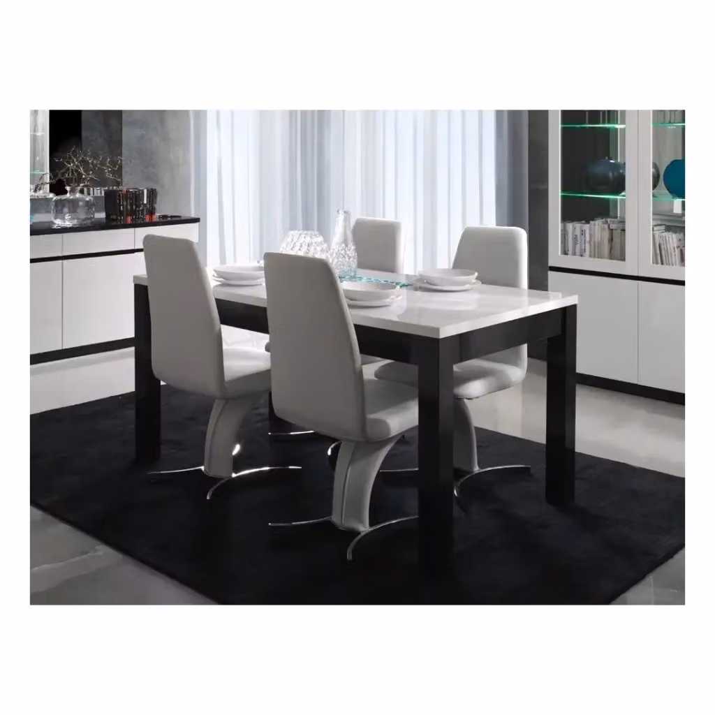 Tavolo rettangolare moderno FABIO Meublorama bianco e nero L: 160 cm – 2