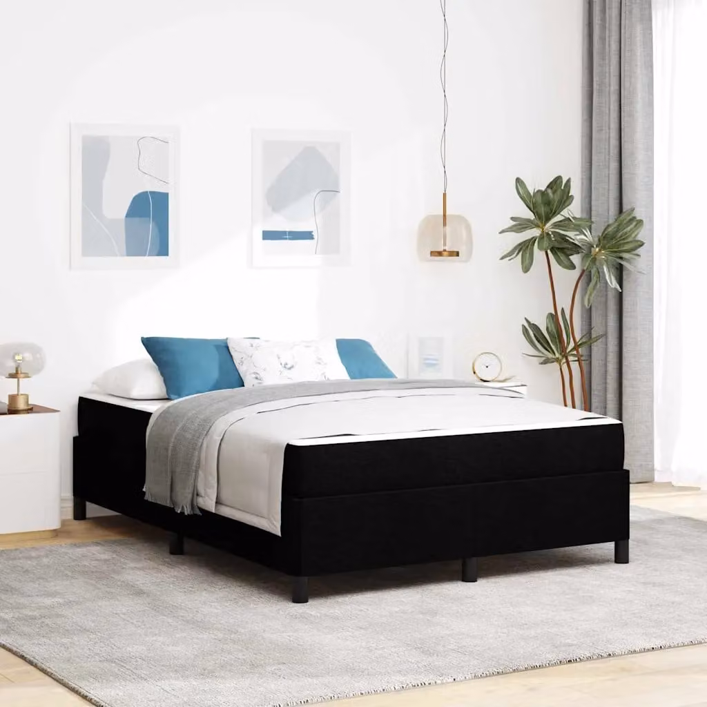 Letto a molle vidaXL in tessuto nero L/P/H: 140 x 200 x 20,5 cm – 1