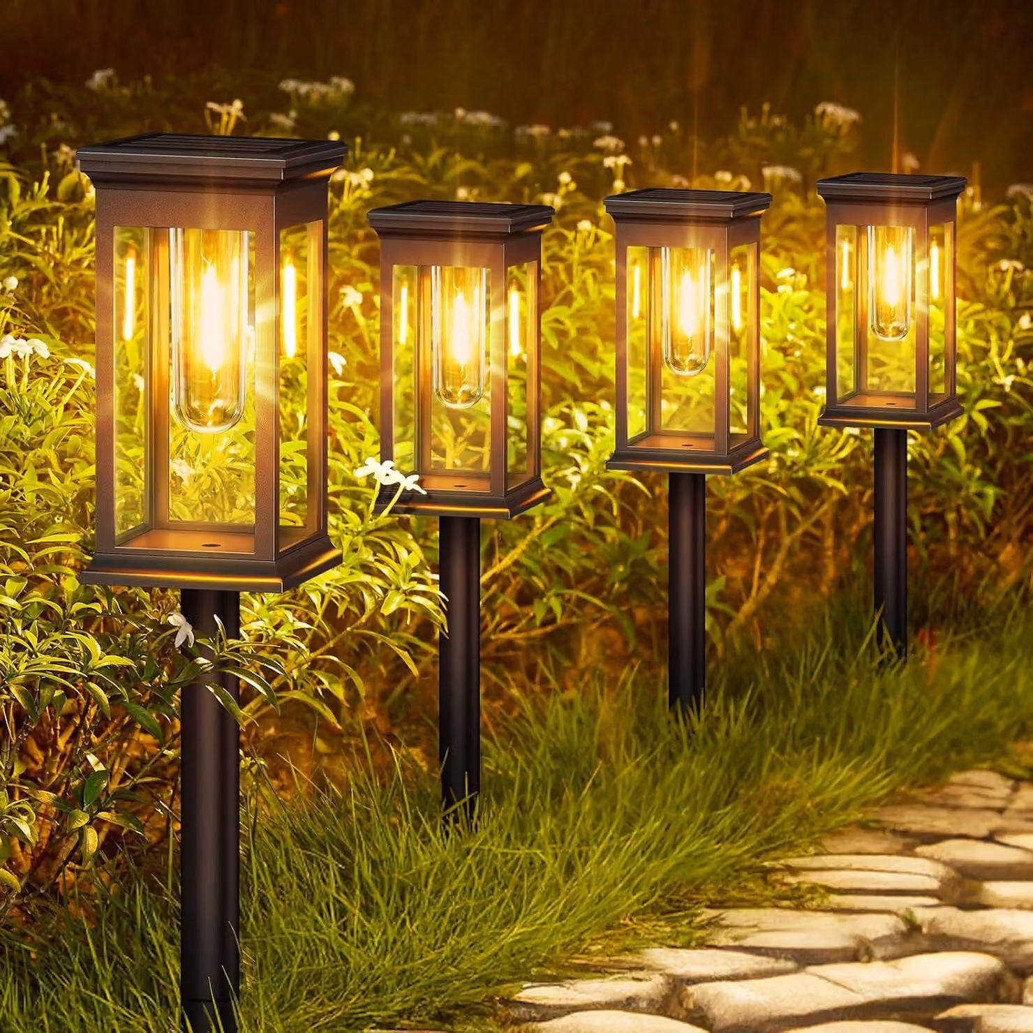 6 luci solari, impermeabili, luce bianco caldo, per il giardino