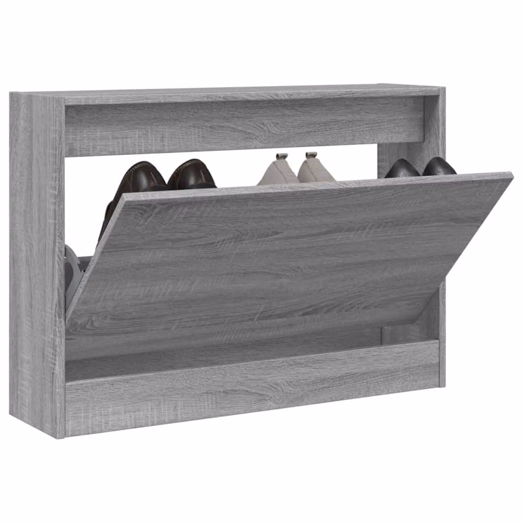Scarpiera a parete moderna vidaXL in legno grigio L: 80 cm, P: 21 cm, H: 57 cm