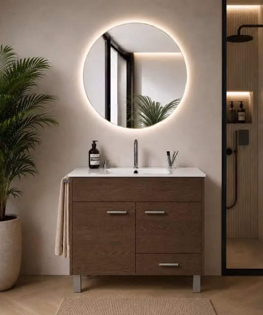 Mobile bagno con lavabo ORIGENBATH SAMOS senza specchio 60x35 cm frassino tea