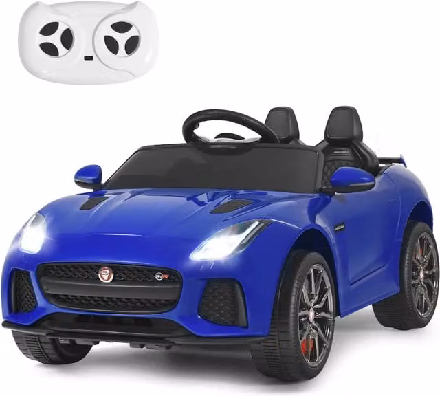 Auto elettrica Jaguar per bambini con telecomando 2.4G, colore blu, L 107,5 cm x P 66 cm x H 50 cm