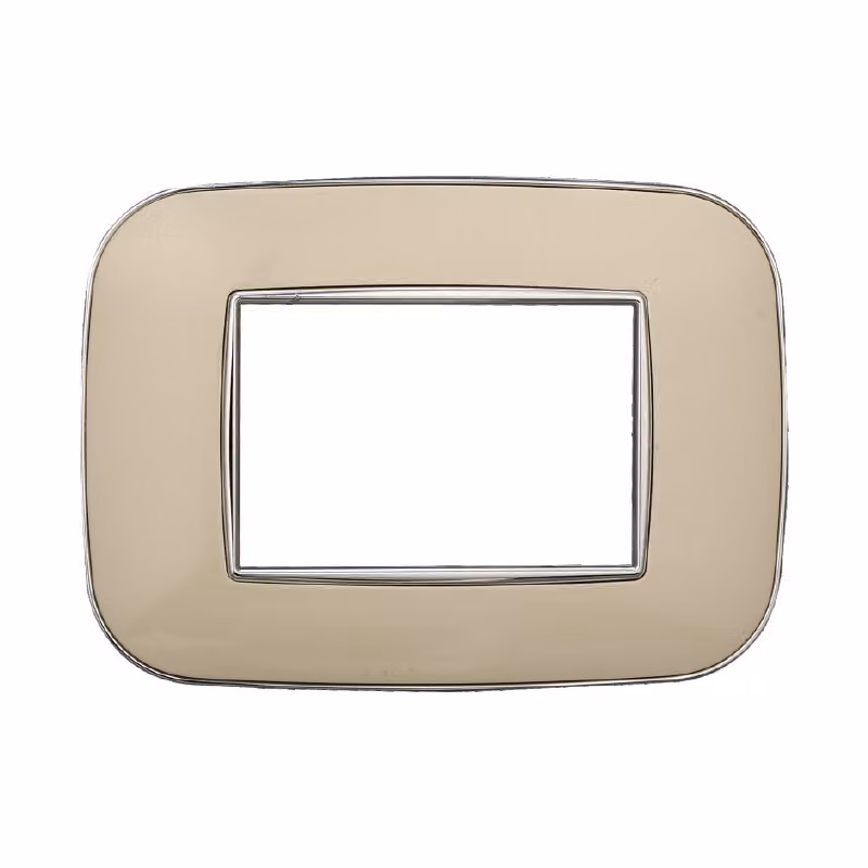 Placca compatibile Bticino Axolute 3 moduli plastica colore sabbia Orbis serie Moon Ettroit AN91309