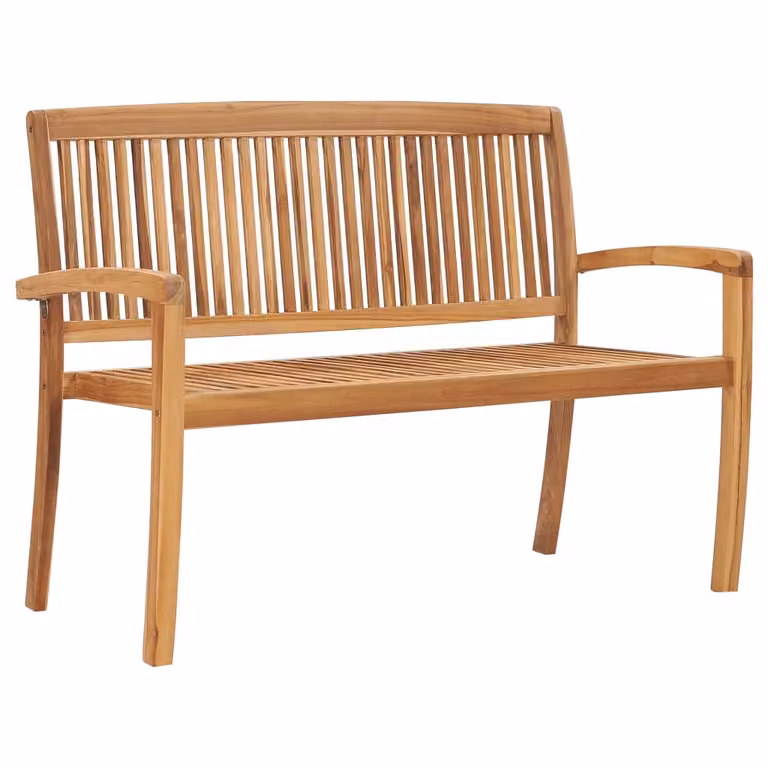 Panca da giardino impilabile con cuscino 128,5 cm in teak massiccio