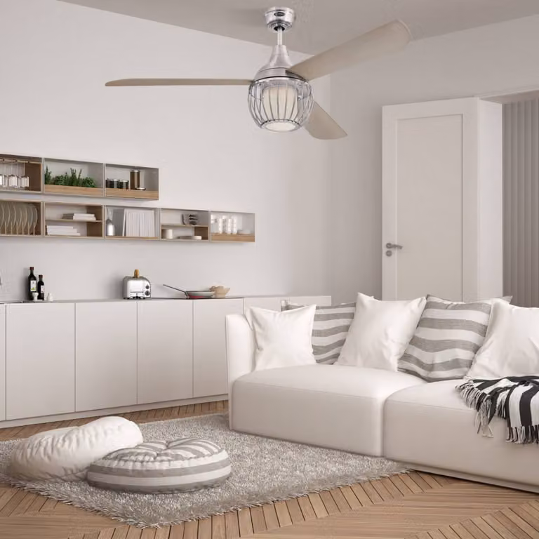 Westinghouse Ventilatore da soffitto Graham, nichel Graham, Alluminio / Grigio / Zincato, Soggiorno / Sala da pranzo, Legno, Moderno
