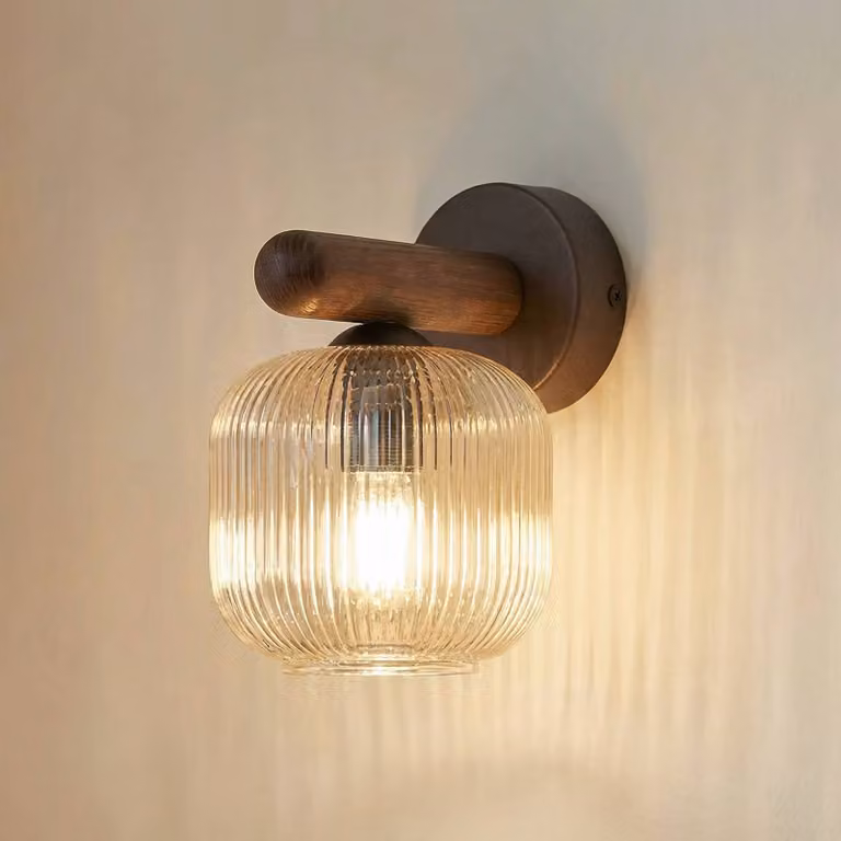 Applique da parete Salvia TK Lighting, dimmerabile, Legno scuro, Soggiorno / Sala da pranzo, Legno, Applique