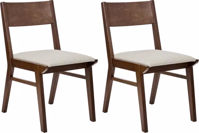 Set di 2 sedie da pranzo BELIANI in tessuto beige con struttura in legno di gomma marrone, stile retrò classico senza braccioli – 1