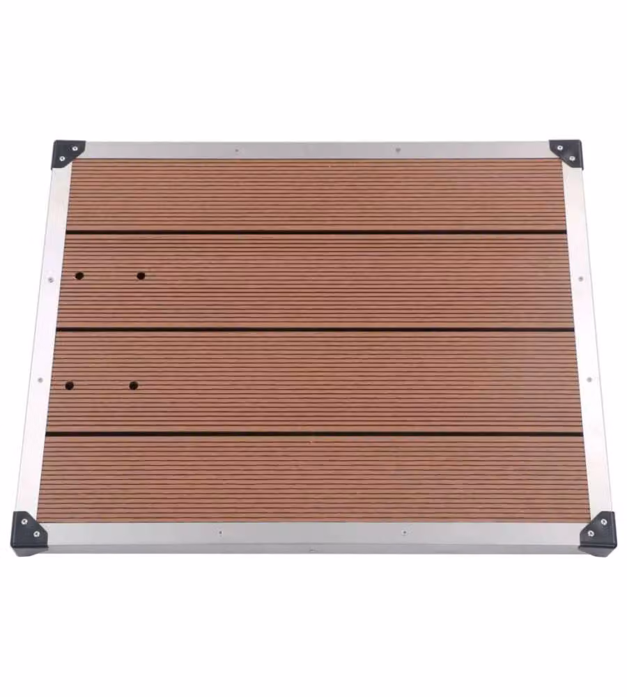 Piatto doccia rettangolare da esterni vidaXL in acciaio inox e WPC, marrone, L: 80 cm, P: 62 cm