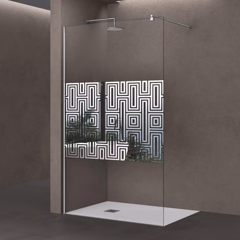 doporro Box Doccia Walk-In 140x200cm, Parete Doccia Anticalcare in Vetro da 10mm con Braccio Sostegno Telescopico in Acciaio BRAM1 Bremen02DM
