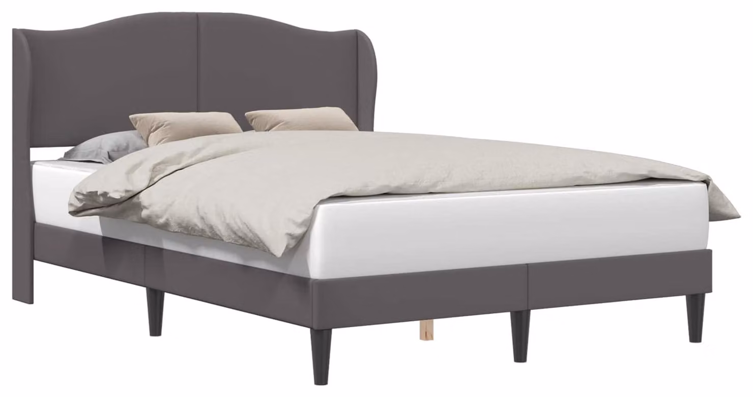 Struttura del letto con testiera Grigio 120 x 190 cm Pelle finta