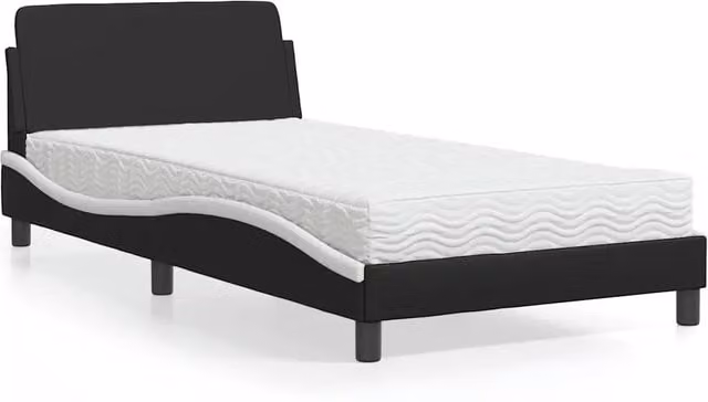 Letto con Materasso Dover vidaXL in Similpelle Nero e Bianco L/P/H: 200 x 100 x 74,5 cm – 1