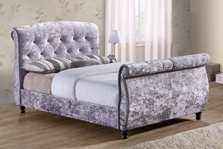 Designer Bett Schlafzimmer Betten Leder Hotel Luxus Polster Samt