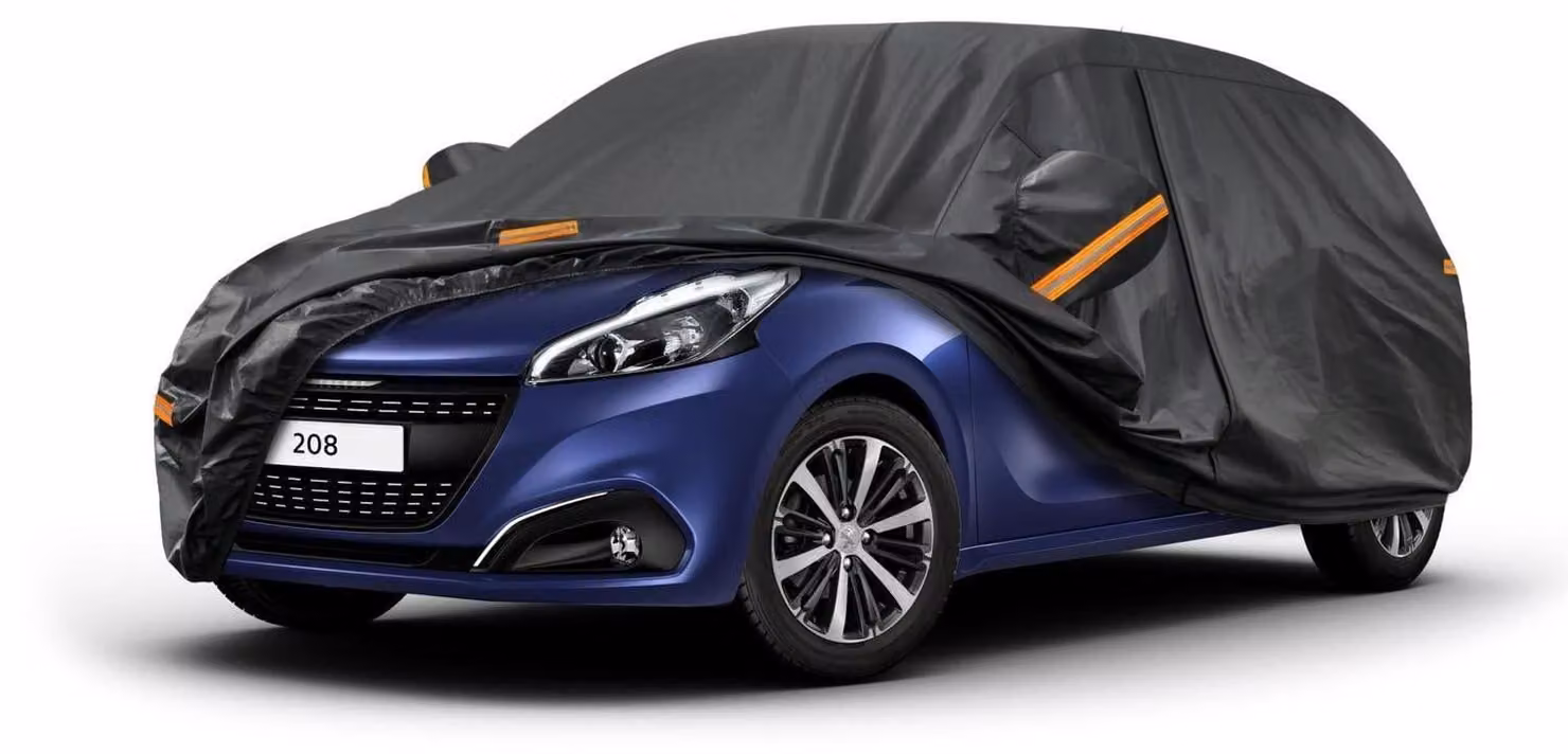 Copertura per auto impermeabile e traspirante, adatta per Peugeot 208 (2012-2025), con 7 strati, ideale per la copertura completa dell'auto, protegge dalla polvere, colore nero