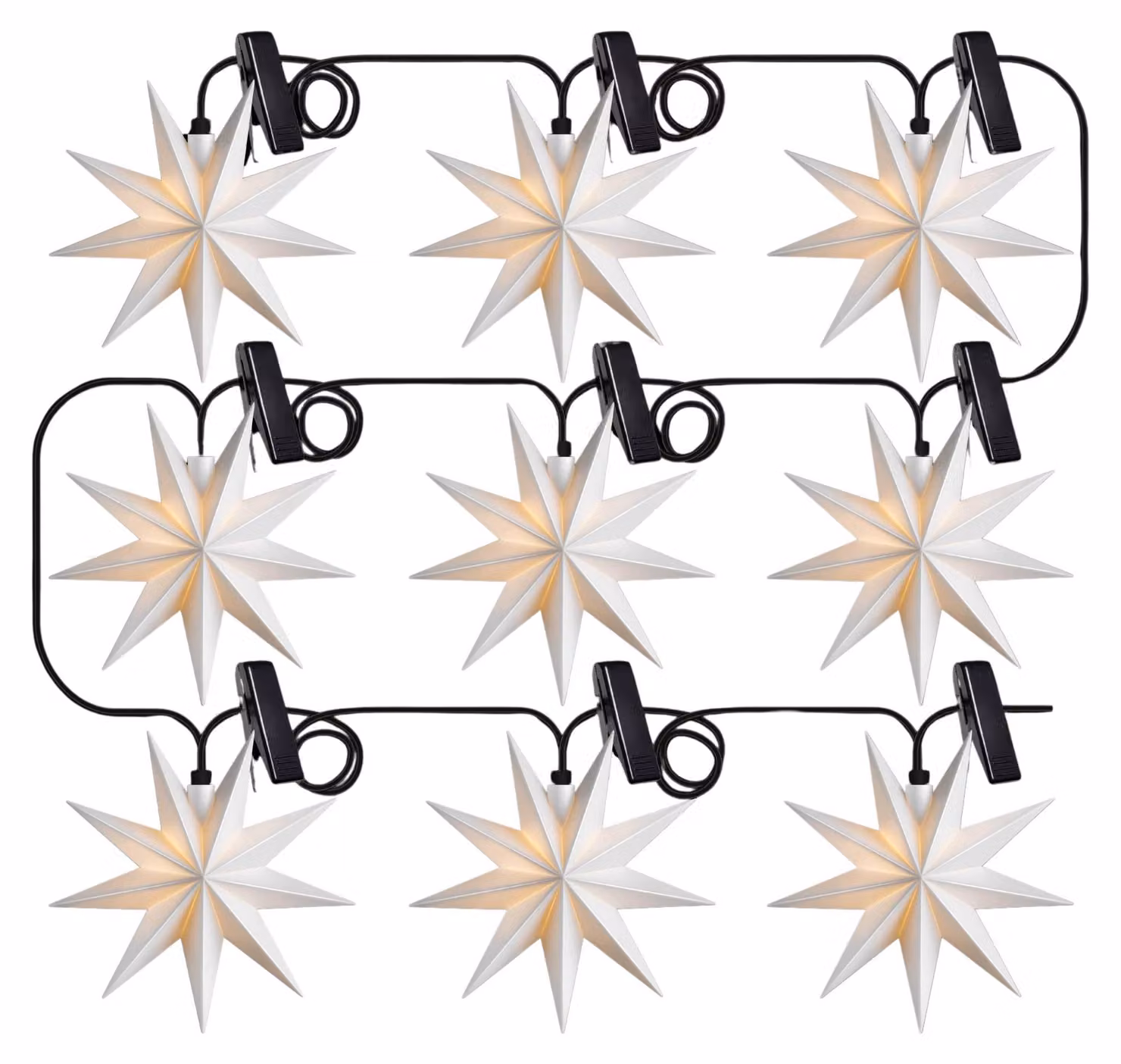 Catena luminosa decorativa a LED 9 stelle 9 LED bianco caldo Ø 115