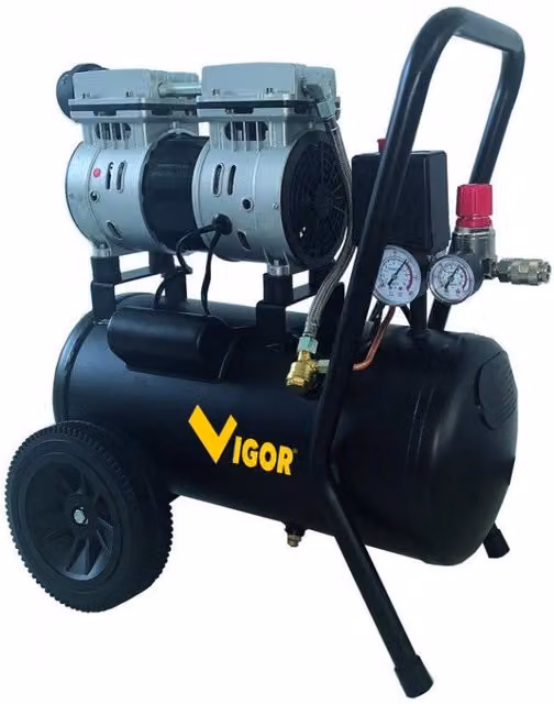 Compressore Silenzioso Vigour VCA-S24 230V 1HP 2 Cilindri Diretti Nero 24 l – 1
