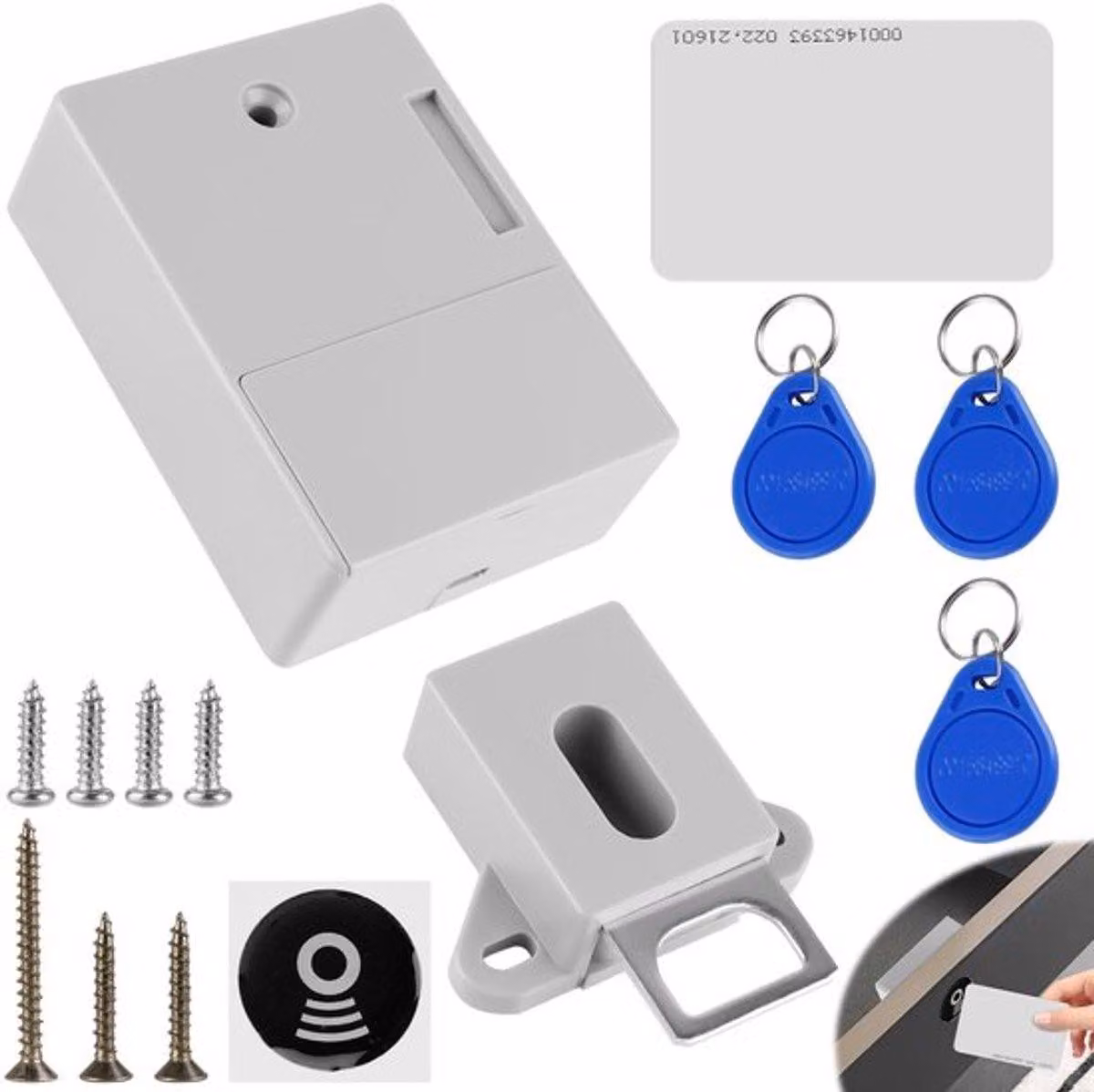 Serratura elettronica per armadi con sistema RFID e portachiavi