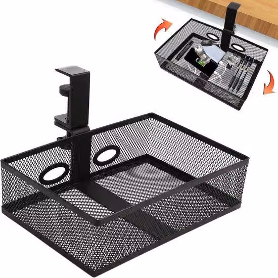 Contenitore girevole a 360 gradi per cassetti da utilizzare sotto la scrivania, completo di custodia e cassetti. Organizer da scrivania girevole a 360 gradi, ideale per la casa, l'ufficio e la scuola. Colore: nero