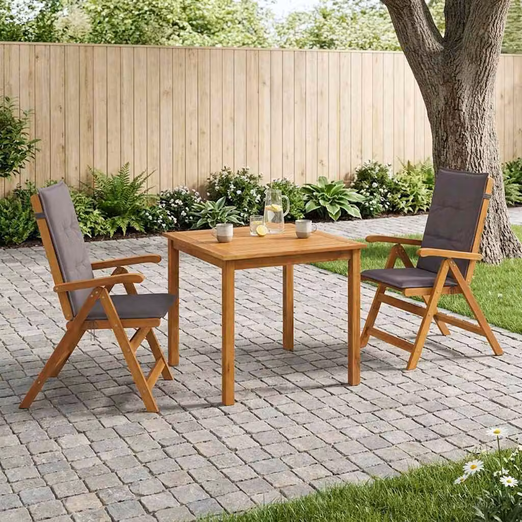 Set da pranzo da giardino vidaXL in legno di acacia 3 pezzi colore antracite e marrone