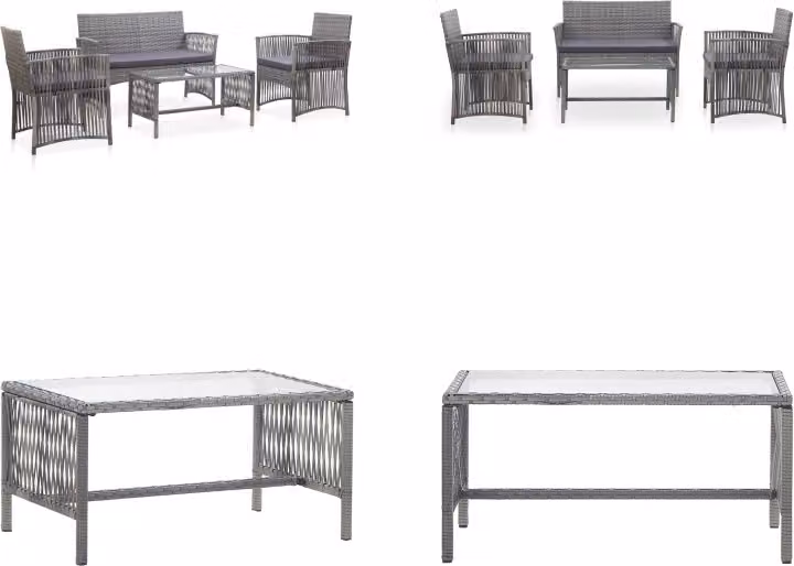 vidaXL set salotto da giardino 4 pezzi con cuscino in poly rattan antracite - set salotto da giardino - set salotto da giardino - salotto da giardino - salotti da giardino