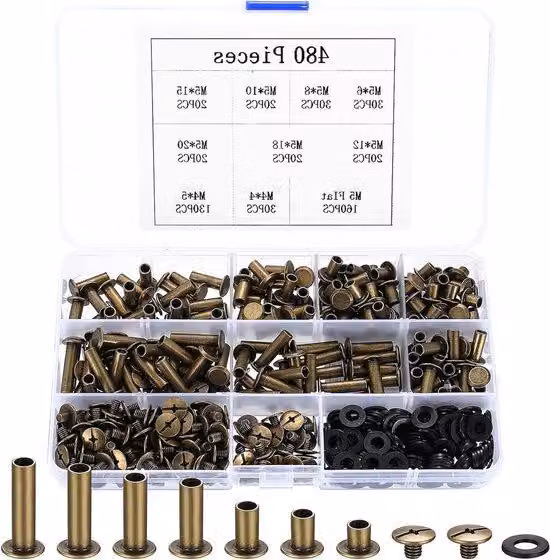 Set per rilegatura in pelle con viti Chicago, 480 pezzi, fai da te