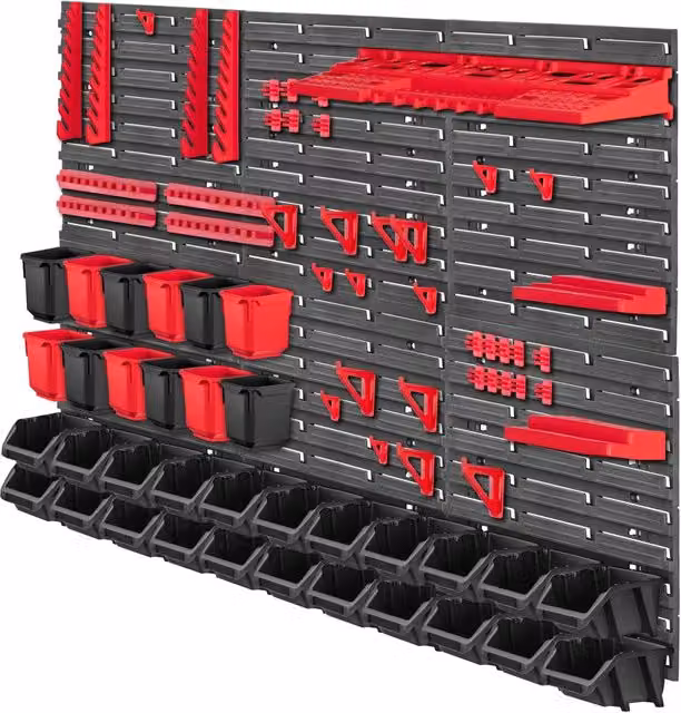 Pannello portautensili da parete KADAX nero in plastica per officina e garage, L: 117 cm, H: 78 cm, P: 77 cm – 1