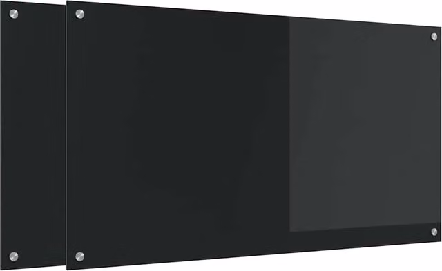 Set di 2 paraschizzi per cucina HELLOSHOP26 in vetro nero lucido, L 110 cm x H 60 cm