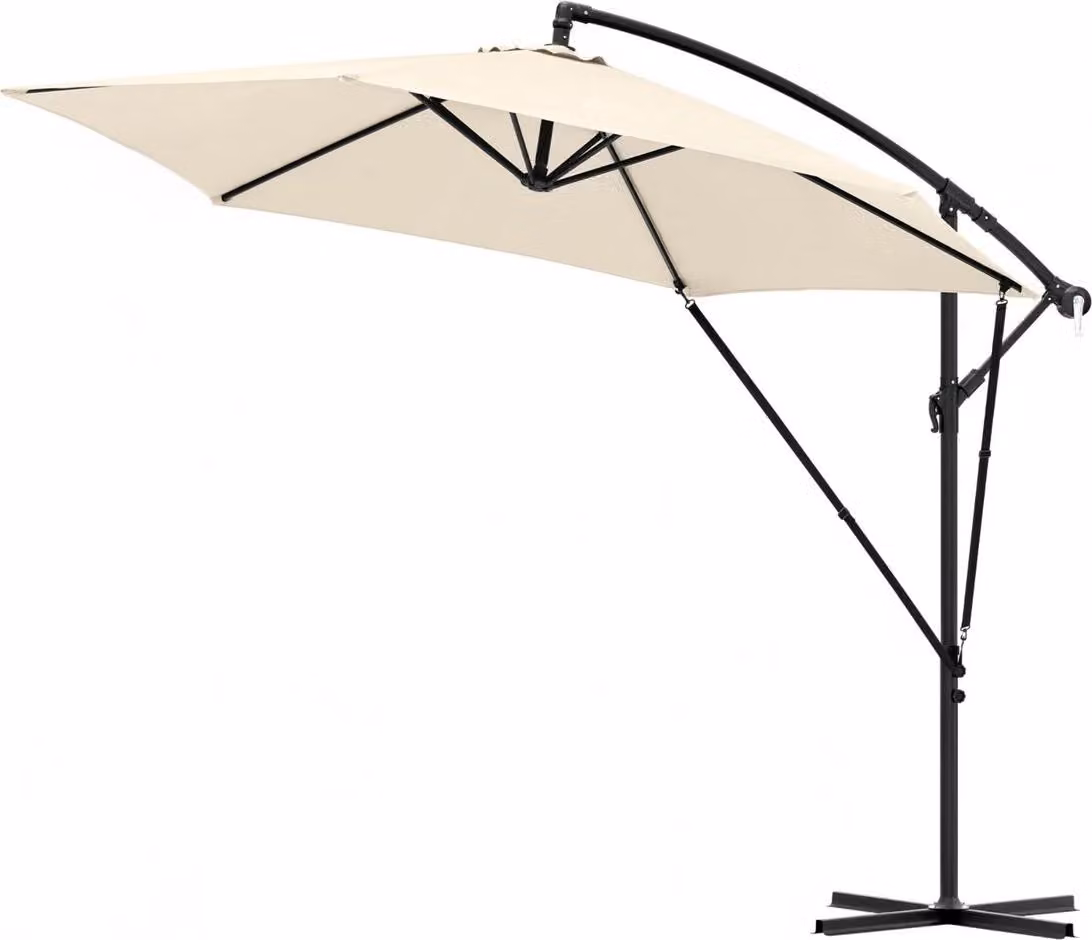Happiq Ombrellone rettangolare sospeso - 310 × 310 cm - Orientabile a 45° - Resistente ai raggi UV e idrorepellente - Beige - Con telo di protezione
