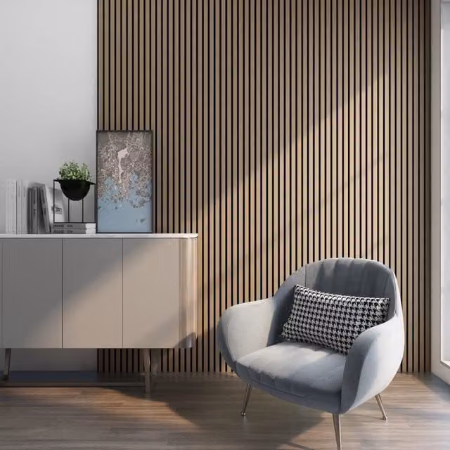 Set di 12 Pannelli Fonoassorbenti Decorativi NEU.HOLZ in MDF Effetto Legno Colore Marrone L: 120 cm, H: 60 cm, P: 2,1 cm