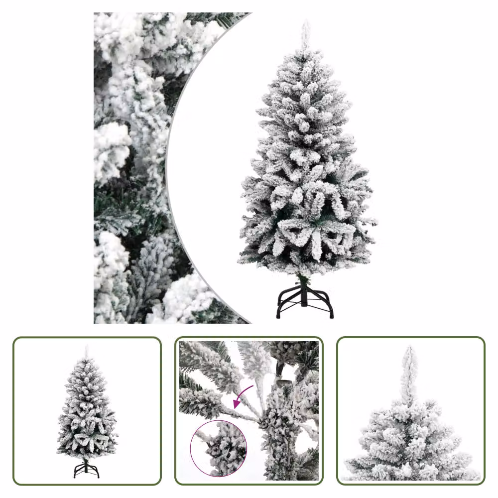 The Living Store Albero di Natale Artificiale Pieghevole Coperto di Neve 120 cm