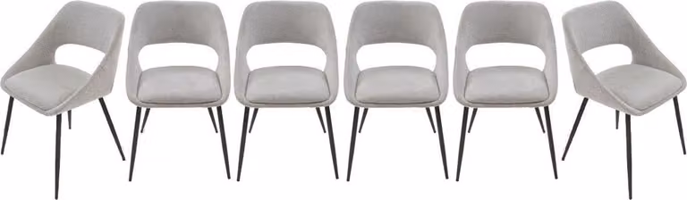 Signature - Set di 6 sedie in tessuto grigio con gambe in metallo L51 cm - ELODIE
